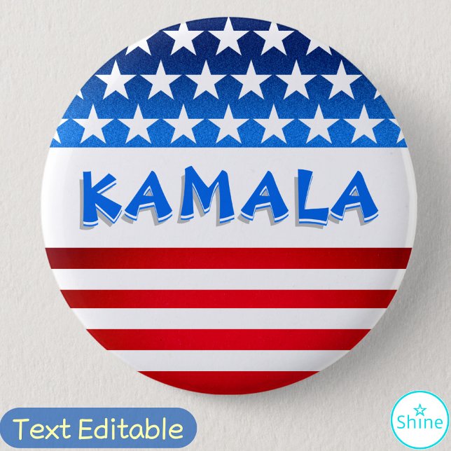 Badge Rond 5 Cm Kamala Harris pour le président USA Drapeau texte  (Créateur téléchargé)