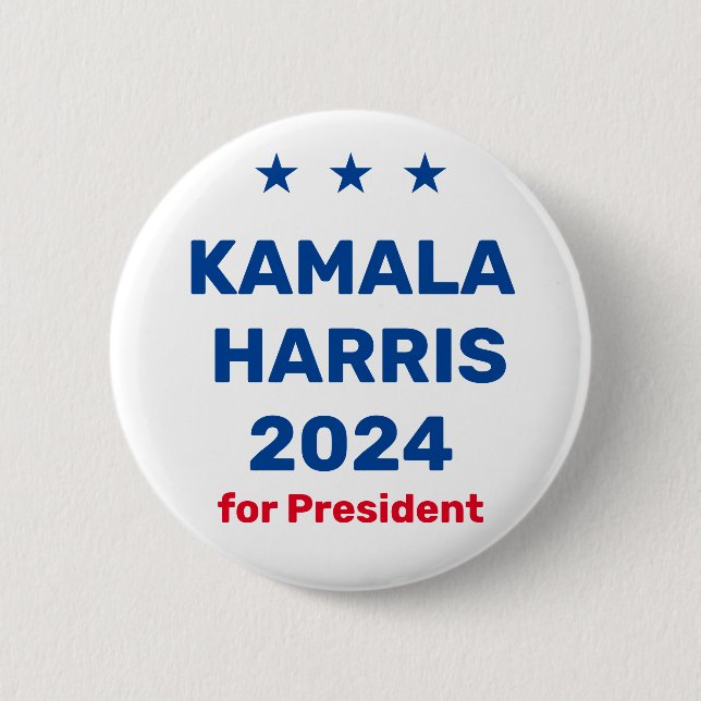 Badge Rond 5 Cm Kamala Harris Pour Président 2024 (Devant)