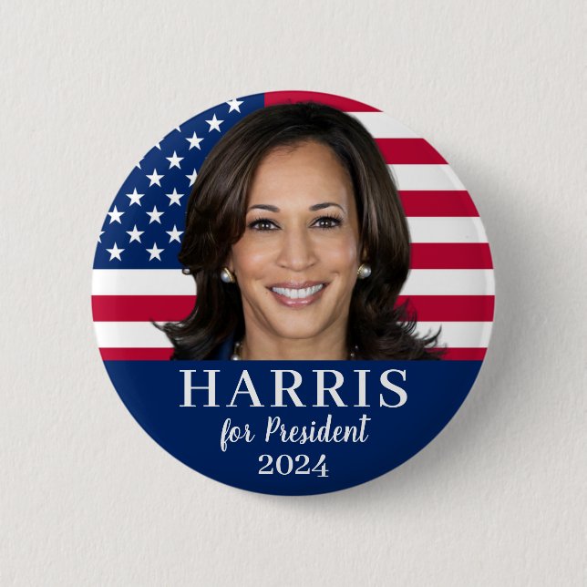 Badge Rond 5 Cm Kamala Harris Pour Président 2024 (Devant)