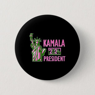 Badge Rond 5 Cm Kamala Harris Pour Président 2024 Pr Rose Et Vert