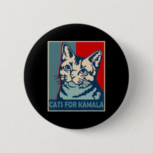 Badge Rond 5 Cm Kamala Harris Préside La Femme Sans Enfant De Chat