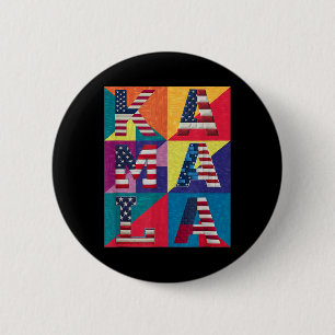 Badge Rond 5 Cm Kamala Harris Quilted Montrez Votre Soutien À Harr