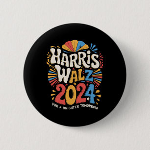 Badge Rond 5 Cm Kamala Harris Tim Waltz Campagne Harris W 2024 Ele