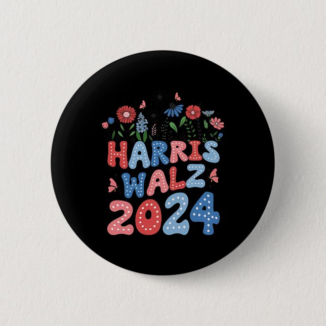 Badge Rond 5 Cm Kamala Harris Tim Walz (Devant)