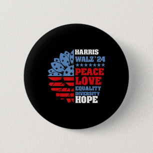 Badge Rond 5 Cm Kamala Harris Tim Walz 2024 Lgbt de Paix Harris Wa