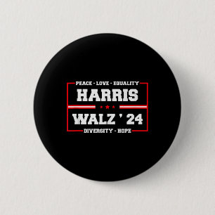 Badge Rond 5 Cm Kamala Harris Tim Walz 2024 Lgbt de Paix Harris Wa