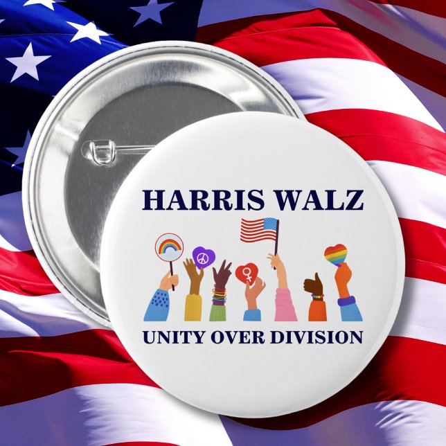 Badge Rond 5 Cm Kamala Harris Tim Walz Unité de division (Créateur téléchargé)
