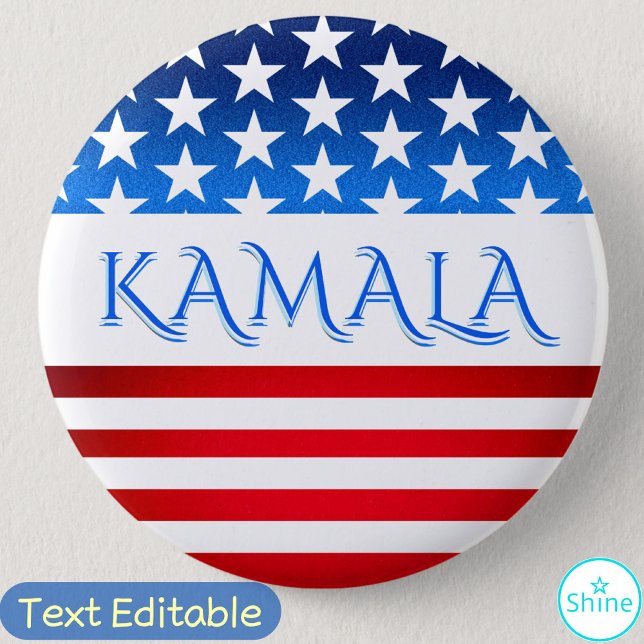 Badge Rond 5 Cm Kamala Harris USA Flag Democrats Texte personnalis (Créateur téléchargé)