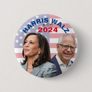 Badge Rond 5 Cm Kamala Harris Walz Photo - Président Vice Photos