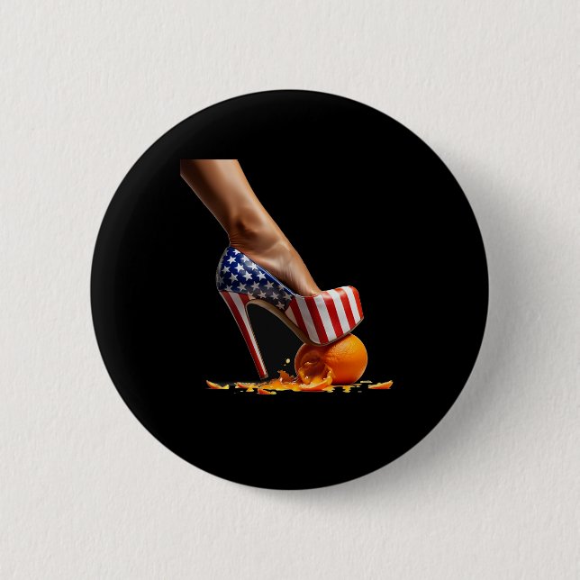 Badge Rond 5 Cm Kamala Heels Steels Sur Orange (Devant)