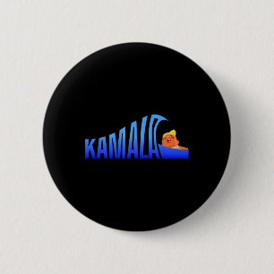 Badge Rond 5 Cm Kamala vague bleue sur Trump Harris présidente