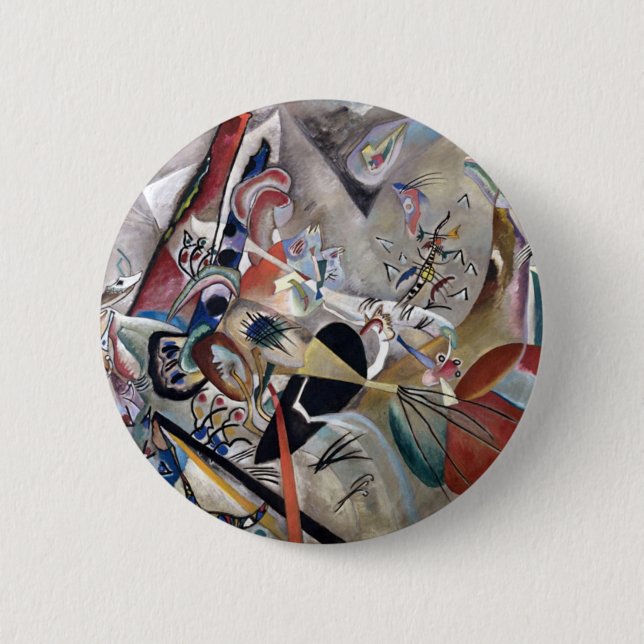 Badge Rond 5 Cm Kandinsky En Gris Oeuvre Abstraite (Devant)