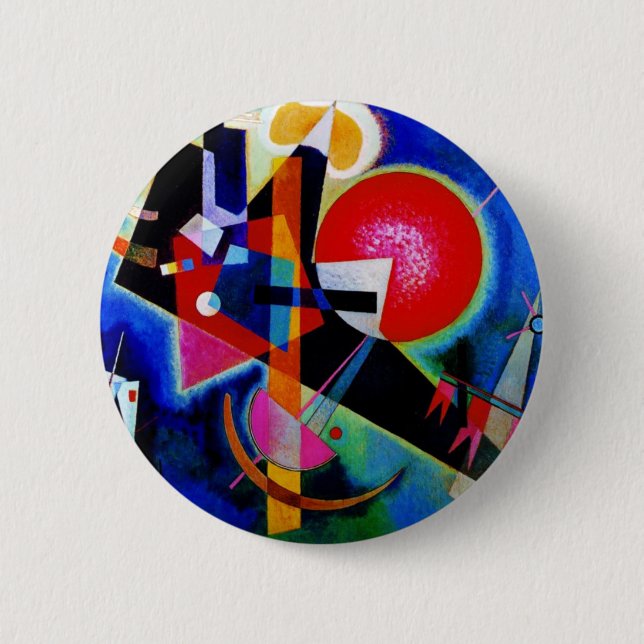 Badge Rond 5 Cm Kandinsky en peinture Abstraite bleue (Devant)