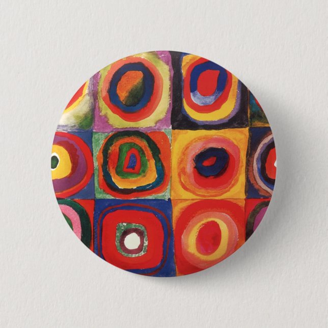 Badge Rond 5 Cm Kandinsky Farbstudie Cercles Carré Quadrate Art (Devant)