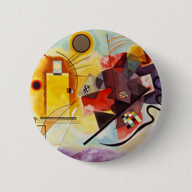 Badge Rond 5 Cm Kandinsky jaune rouge bleu Abstrait peinture (Devant)