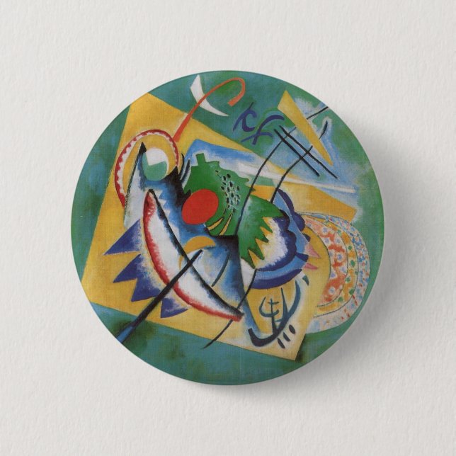 Badge Rond 5 Cm Kandinsky rouge ovale Abstraite oeuvre d'art vert  (Devant)