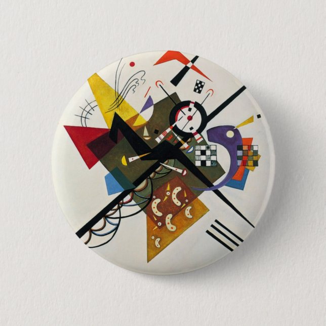 Badge Rond 5 Cm Kandinsky Sur Blanc Deux Peintures Abstraites (Devant)