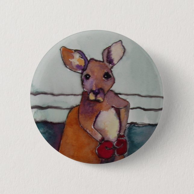 Badge Rond 5 Cm "KANGOUROU de BOXE," - bouton (Devant)