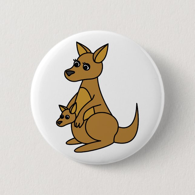 Badge Rond 5 Cm Kangourou et Joey mignons (Devant)