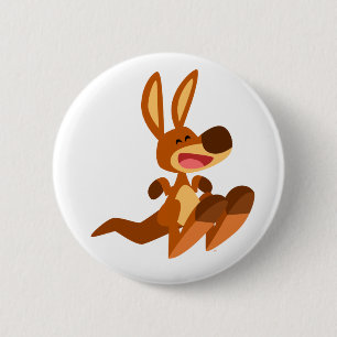Badge Rond 5 Cm Kangourou mignon Joey de bande dessinée