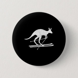 Badge Rond 5 Cm Kangourou Ski Amusement Sports d'hiver Australie V