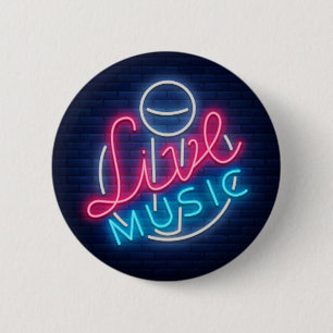 Badge Rond 5 Cm Karaoke Neon Éclairage Mot Courbé Art Texte
