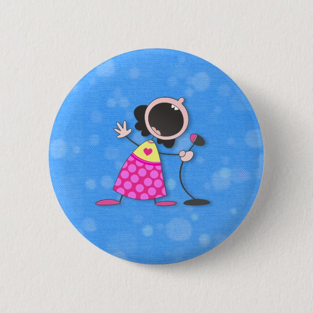 Badge Rond 5 Cm karaoke reine-bleu (Devant)