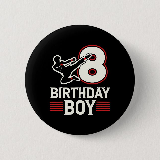 Badge Rond 5 Cm Karate 8 Birthday Boy (Devant)