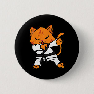 Badge Rond 5 Cm Karate Cat Dab Danse Arts Martiaux Dabbing Comte S