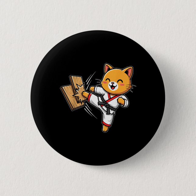 Badge Rond 5 Cm Karate Cat Taekwondo (Devant)