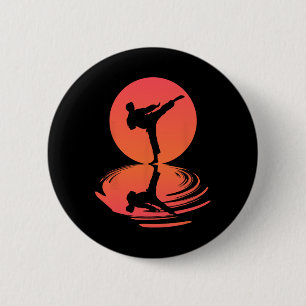 Badge Rond 5 Cm Karate Et Kung Fu Silhouette Shotokan Cadeau Marti