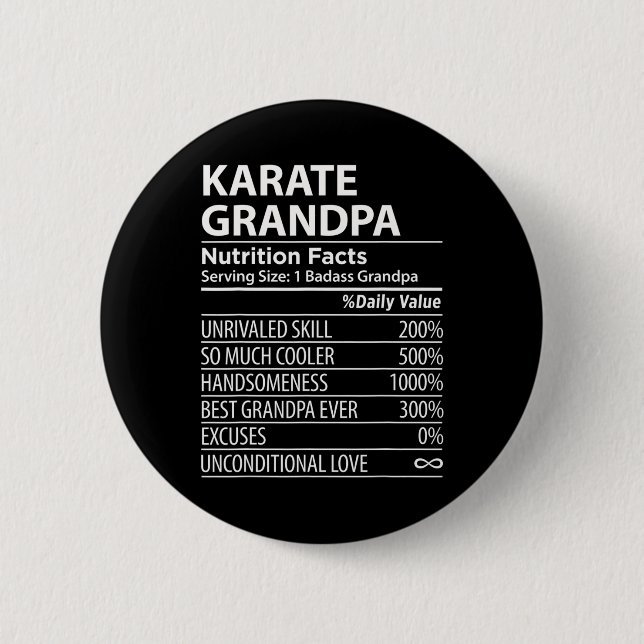 Badge Rond 5 Cm Karate Grandpa Nutrition Fiches Funny Karate Grand (Devant)