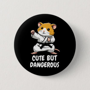Badge Rond 5 Cm Karate Hamster Mignonne Mais Dangereux Martial Ar