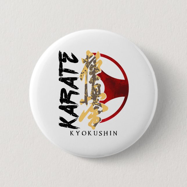 Badge Rond 5 Cm Karate Kyokushin Martial Arts Trainer Fighter Mart (Devant)