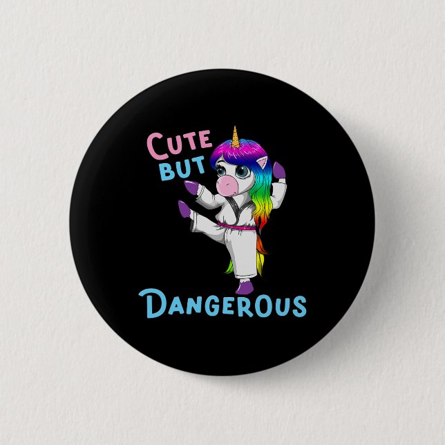Badge Rond 5 Cm Karaté Licorne Kickboxing Arts Martiaux Jiu Jitsu  (Devant)