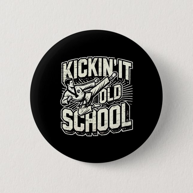 Badge Rond 5 Cm Karate martial arts à l'ancienne  (Devant)