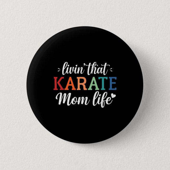 Badge Rond 5 Cm Karate Mom Life Retro - (Devant)