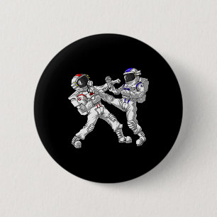 Badge Rond 5 Cm Karaté Muay Thai Astronaute Arts Martiaux Kickboxi