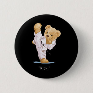 Badge Rond 5 Cm Karate Ours d'enfants Taekwondo Garçons Hommes Tee
