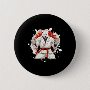 Badge Rond 5 Cm Karate ours polaire combattant d'animaux Judo
