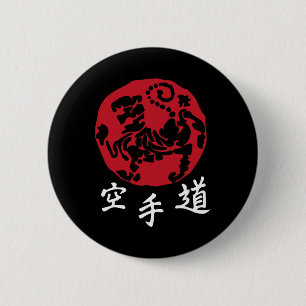 Badge Rond 5 Cm Karate Shotokan Rouge Arts Martiaux Taekwondo Blac