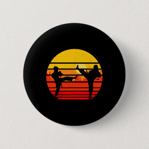 Badge Rond 5 Cm Karate vintage Kids Martial Arts Fighter Retro Kar