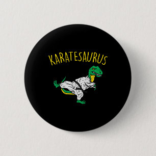 Badge Rond 5 Cm Karatesaurus Trex Karaté Drôle Dinosaure Arts Mart
