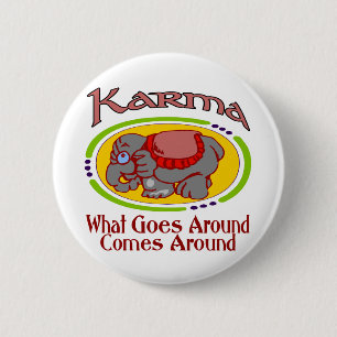 Badge Rond 5 Cm Karma Elephant