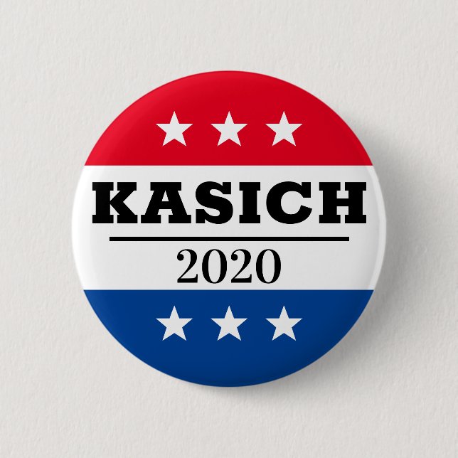 Badge Rond 5 Cm Kasich 2020, le jeu des élections (Devant)