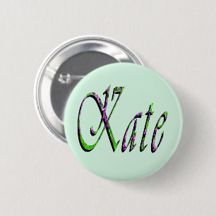 Badge Rond 5 Cm "Kate" Floral Lavande Nom Kate,
