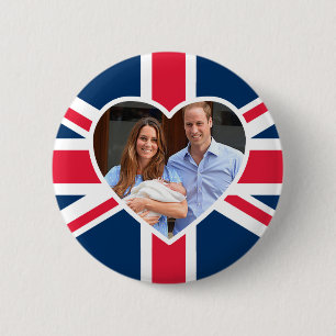 Badge Rond 5 Cm , Kate, prince George - drapeau britannique