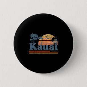 Badge Rond 5 Cm Kauai Hawaii Plage Vintage Été Surf 70s Rétro