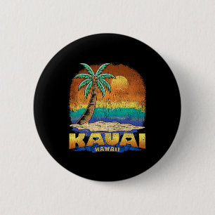 Badge Rond 5 Cm Kauai Hawaii Souvenir Vintage en détresse