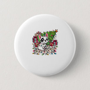 Badge Rond 5 Cm Kawaii Anime Frenchie Christmas Funny Chien